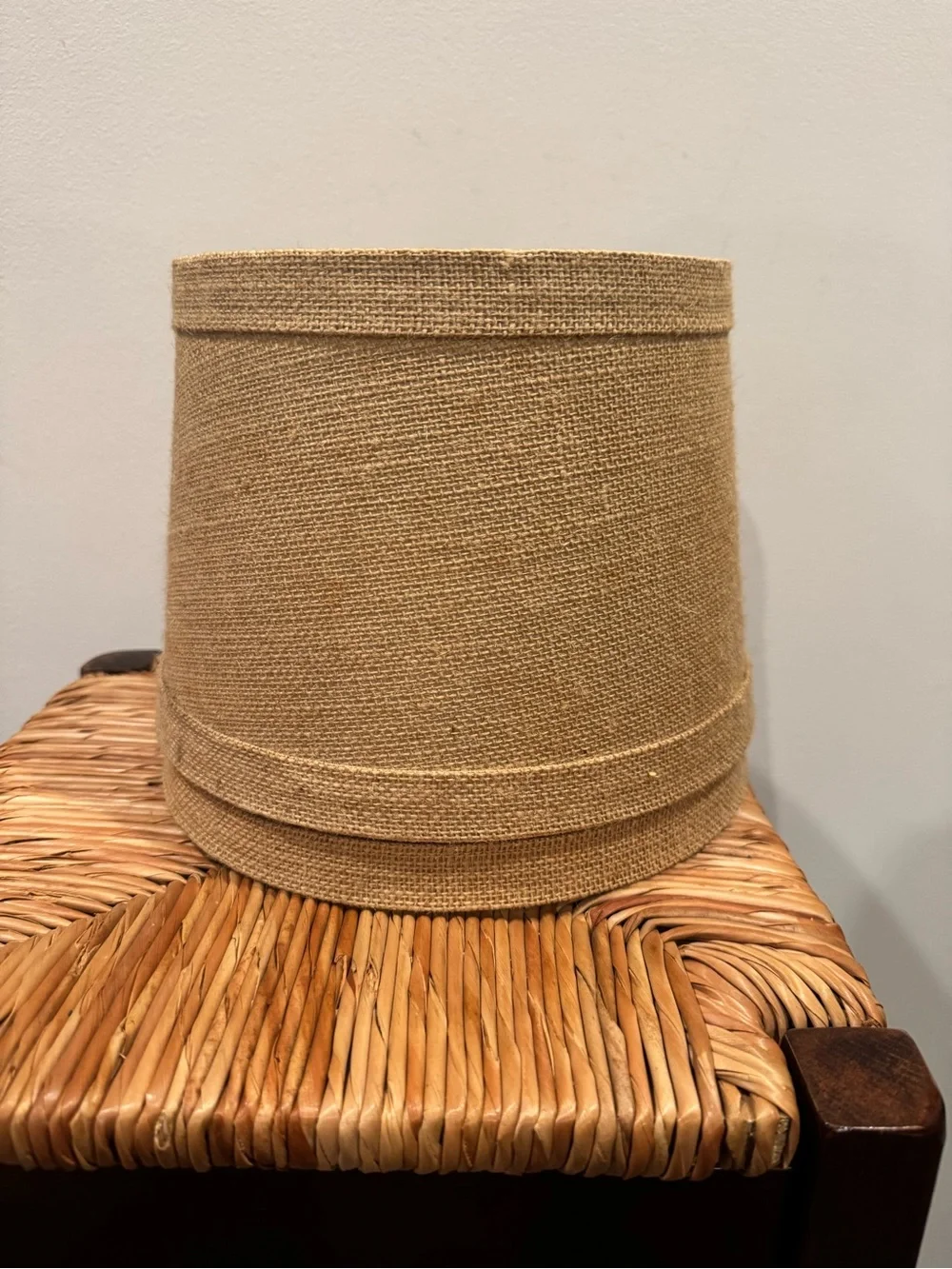 2 Natural Burlap Drum Lamp Shades Neutral Tan 7x8